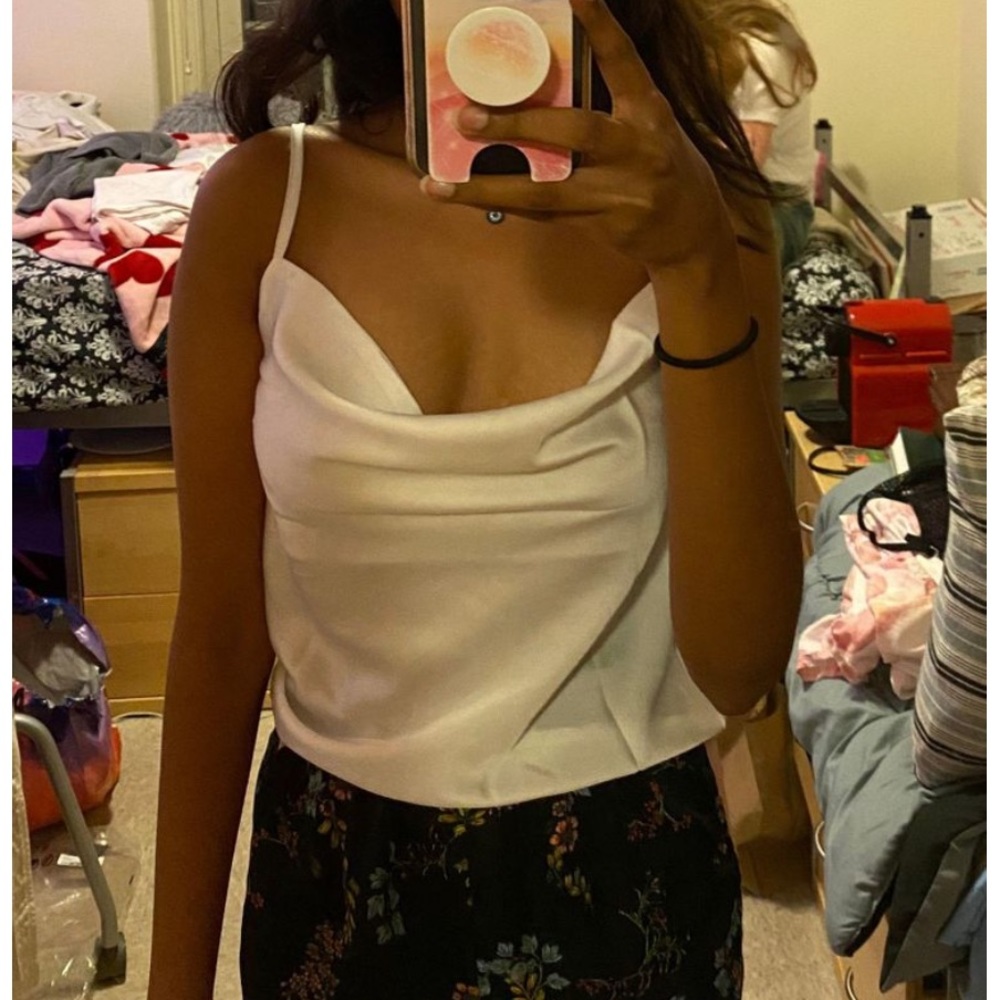 White silk tank top